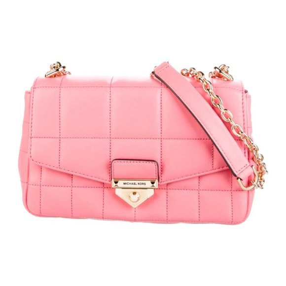 Women's Designer Michael Michael Kors Quilted Pink Leather Shoulder Bag - Picture 3 of 9